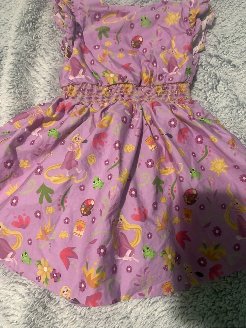 Disney  store Purple Rapunzel Print Smocked Sundress size 3t
